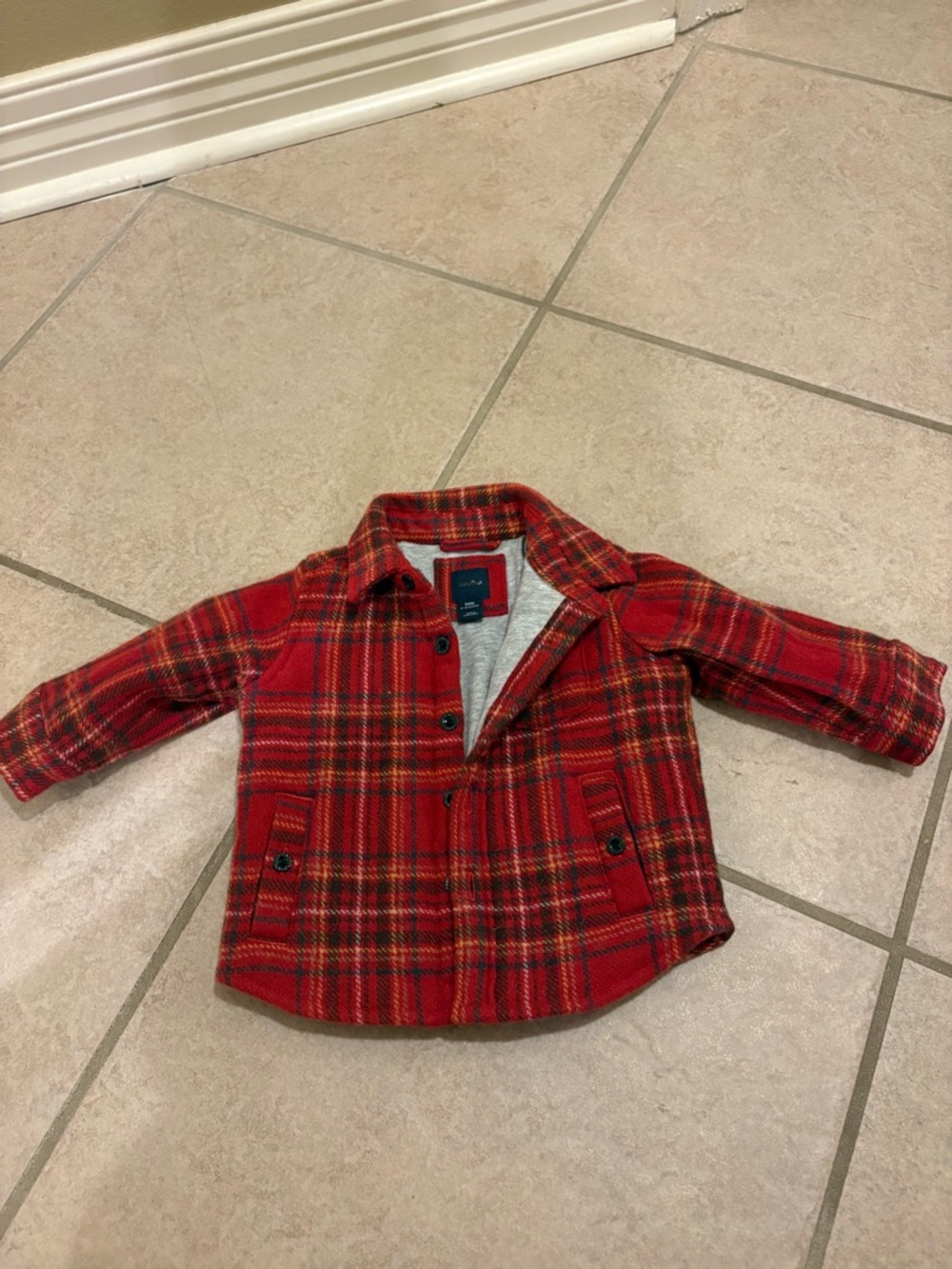 GAP Kids Red Plaid Pea Coat